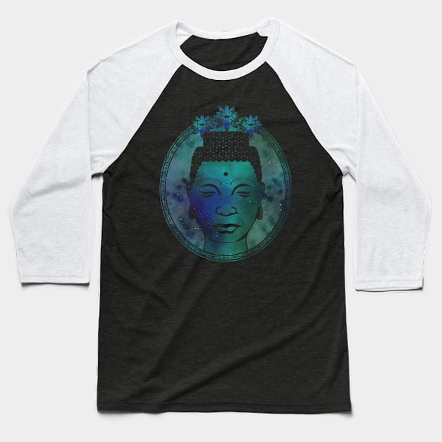 Gautama Buddha Portrait Galaxy Baseball T-Shirt by MellowGroove